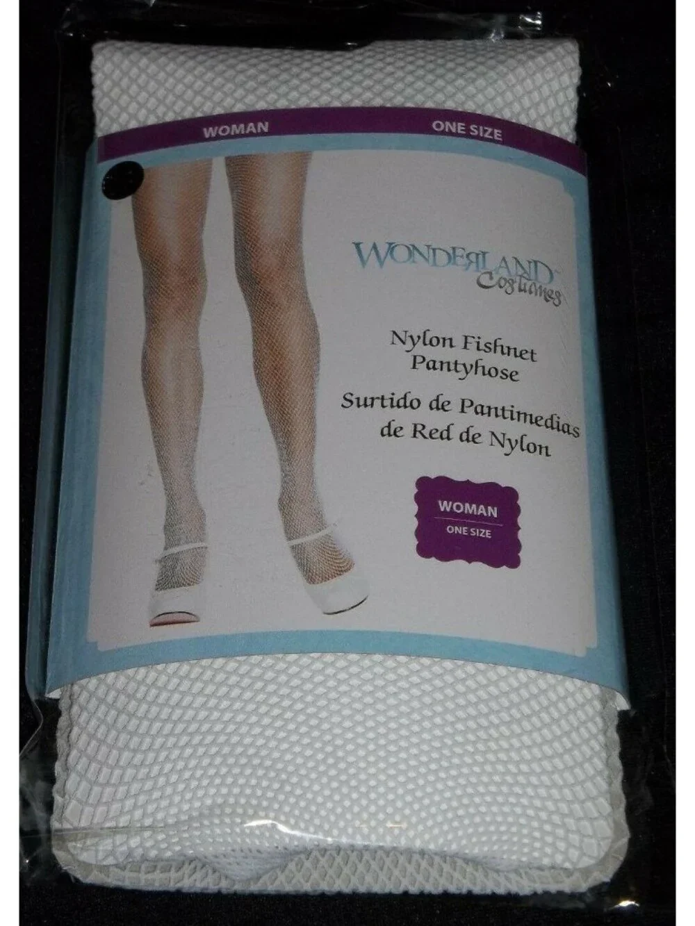 Halloween Costume Adult Woman's White Fishnet Nylons Tights Pantyhose One Size